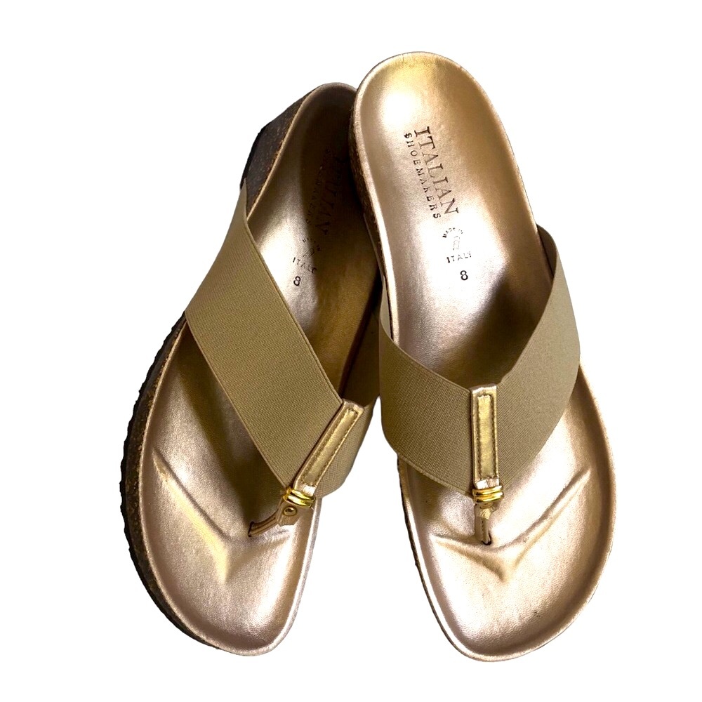 Italian Shoemakers-  padded flip flops/ cork footbed/ size 8 /like new